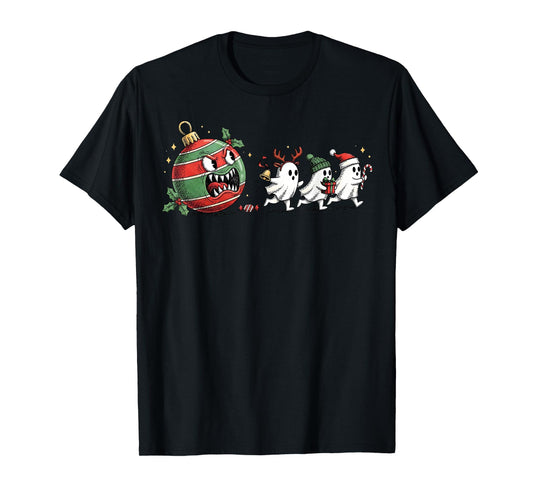 Funny Christmas Ball Eating Ghosts Gamer Men Women Kids T-Shirt