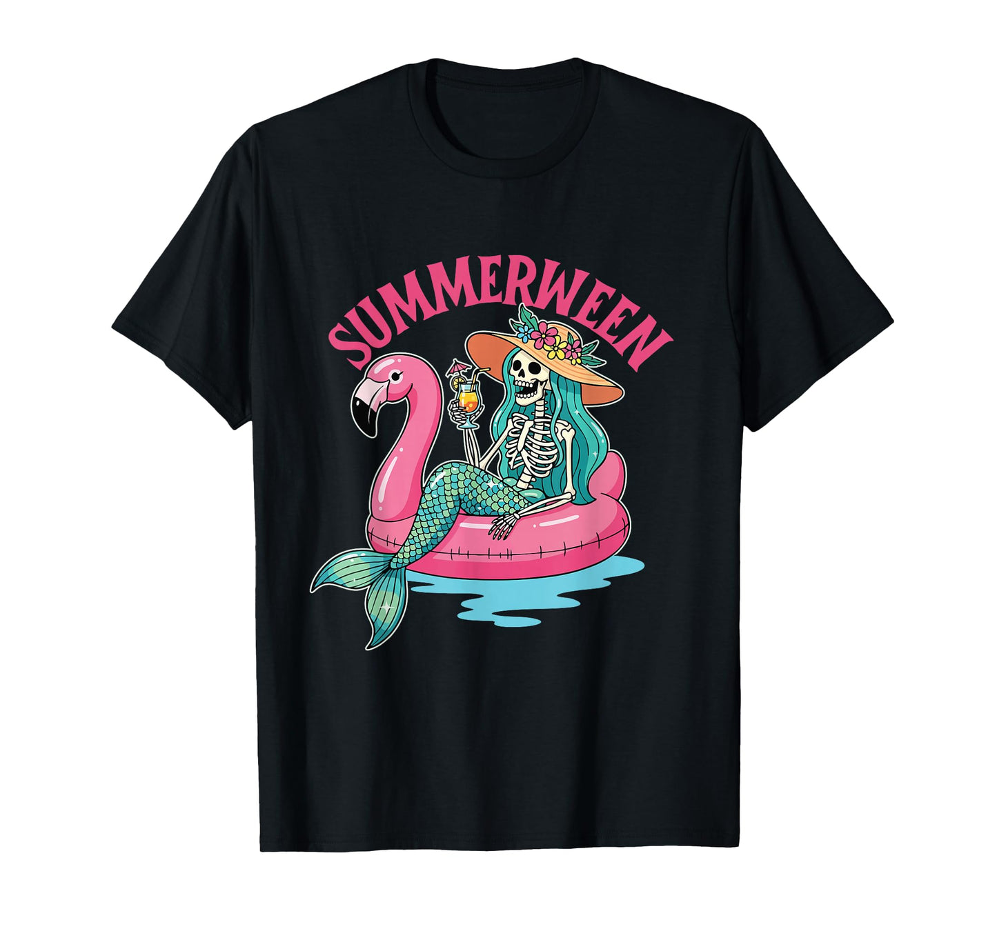 Summerween - Mermaid Skeleton Spooky Halloween Costume T-Shirt