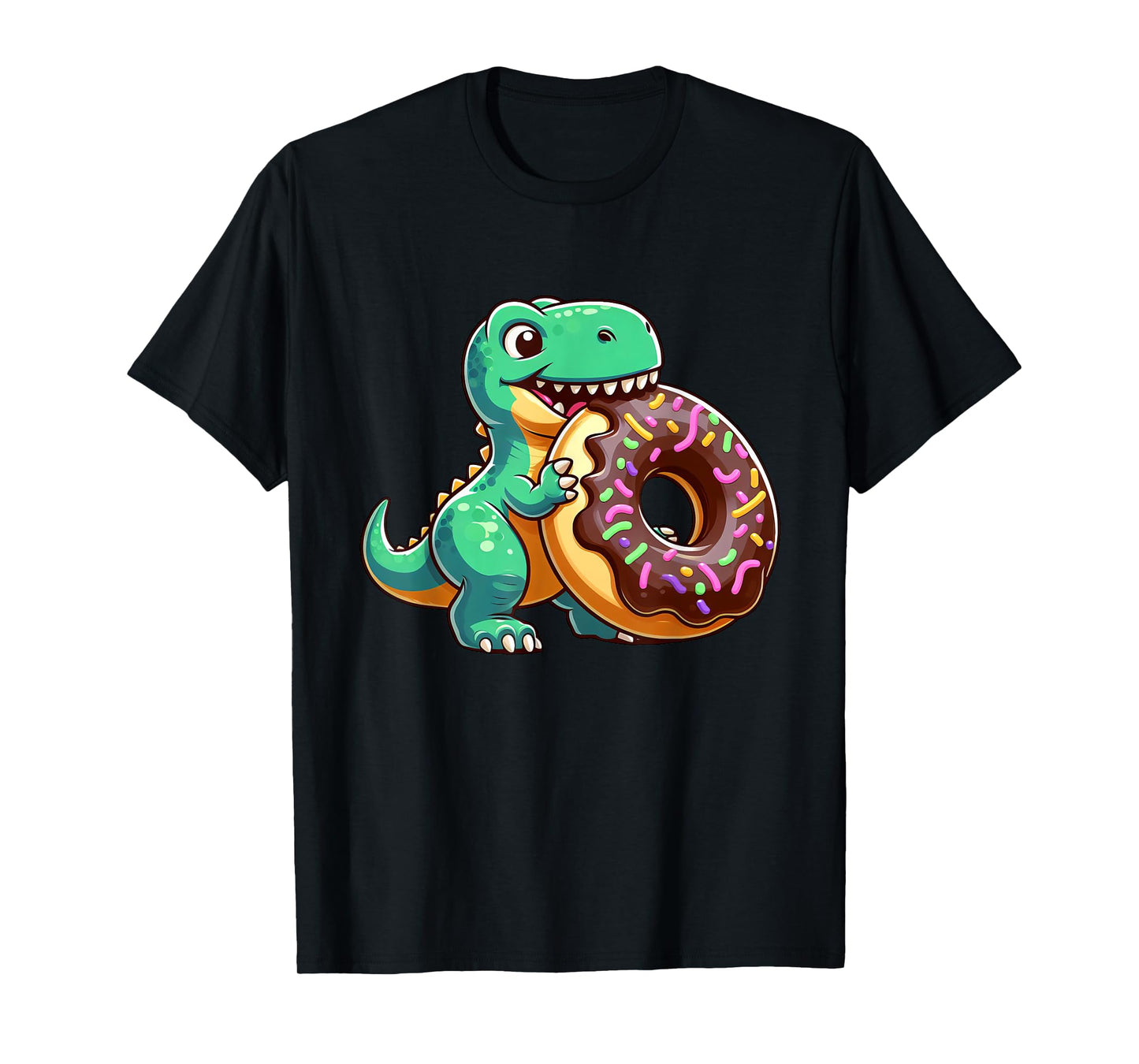 Funny Dino T-Rex Eating Donut T-Shirt