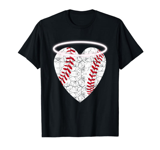 Vintage Angel Baseball Heart with Halo T-Shirt