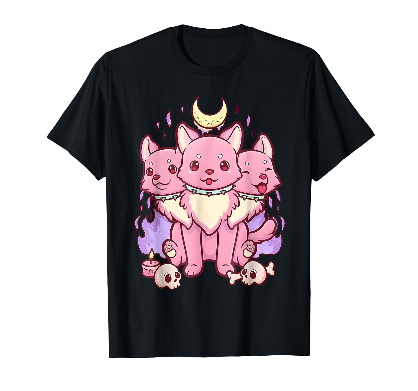 3 Headed Dog Kawaii Pastel Goth Cute Creepy Occult Cerberus T-Shirt