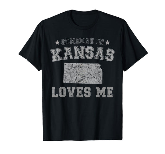 Someone In Kansas Loves Me Heart Vintage State T-Shirt