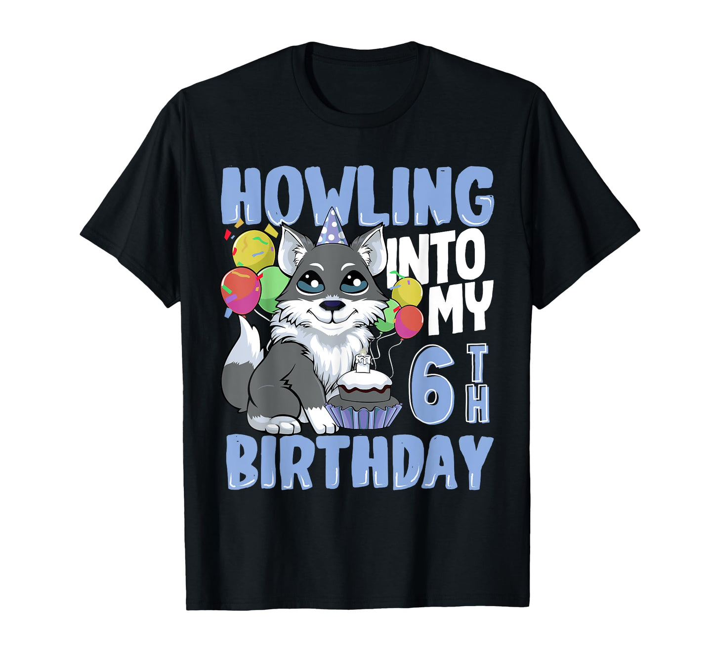 Wolf for 6 Year Old Birthday for 6th Birthday Wolf Kids Boys T-Shirt