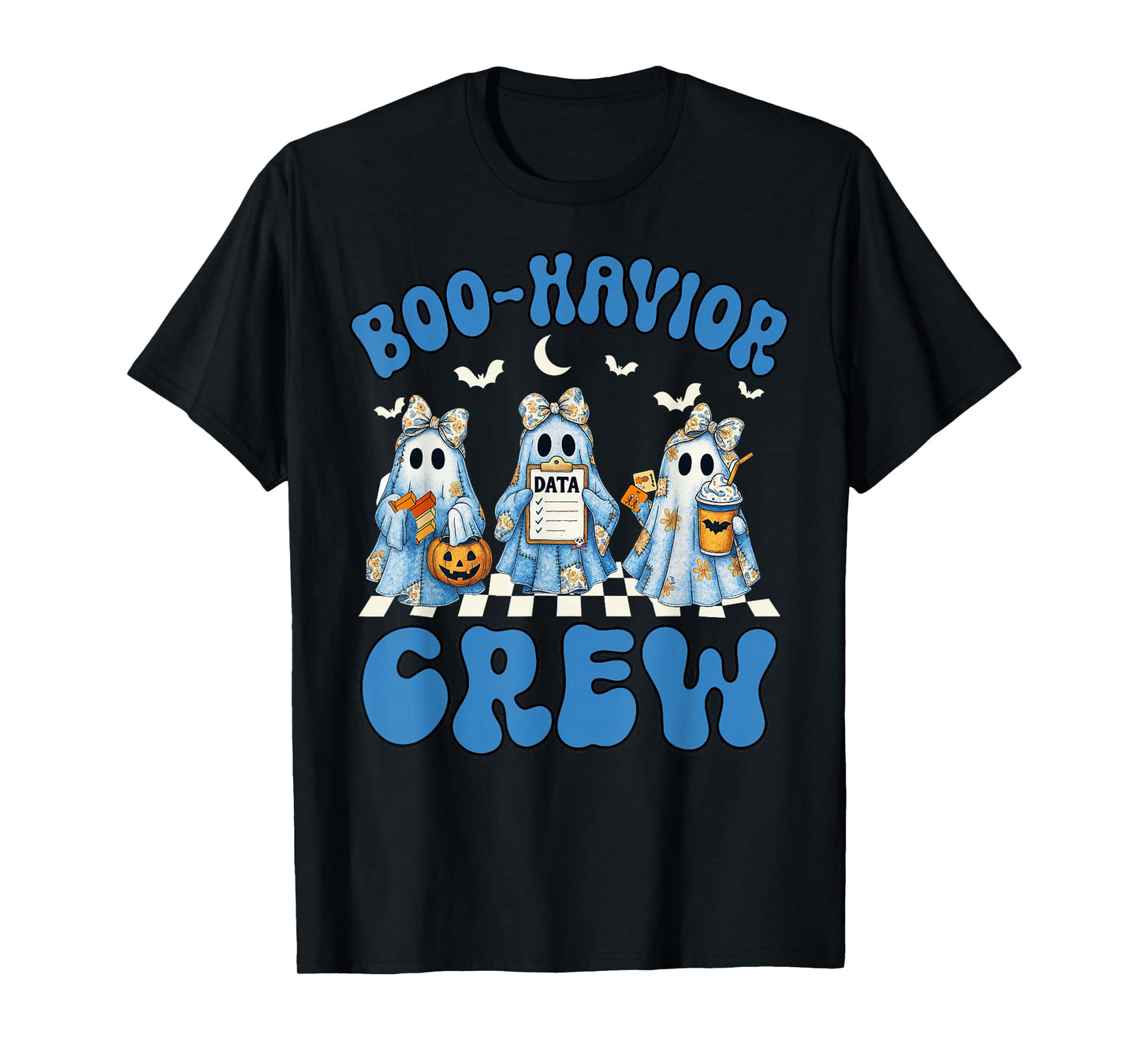 Groovy Boo Havior Crew Behavior Analyst Halloween Blue Denim T-Shirt