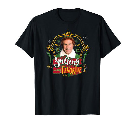 Elf Smiling's My Favorite Doodles and Frame Funny Christmas T-Shirt