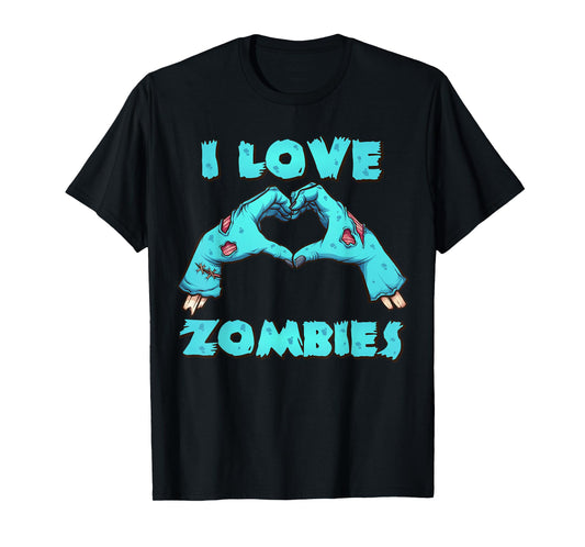 I Love Zombies Halloween Horror Funny Zombie Mens Gift T-Shirt
