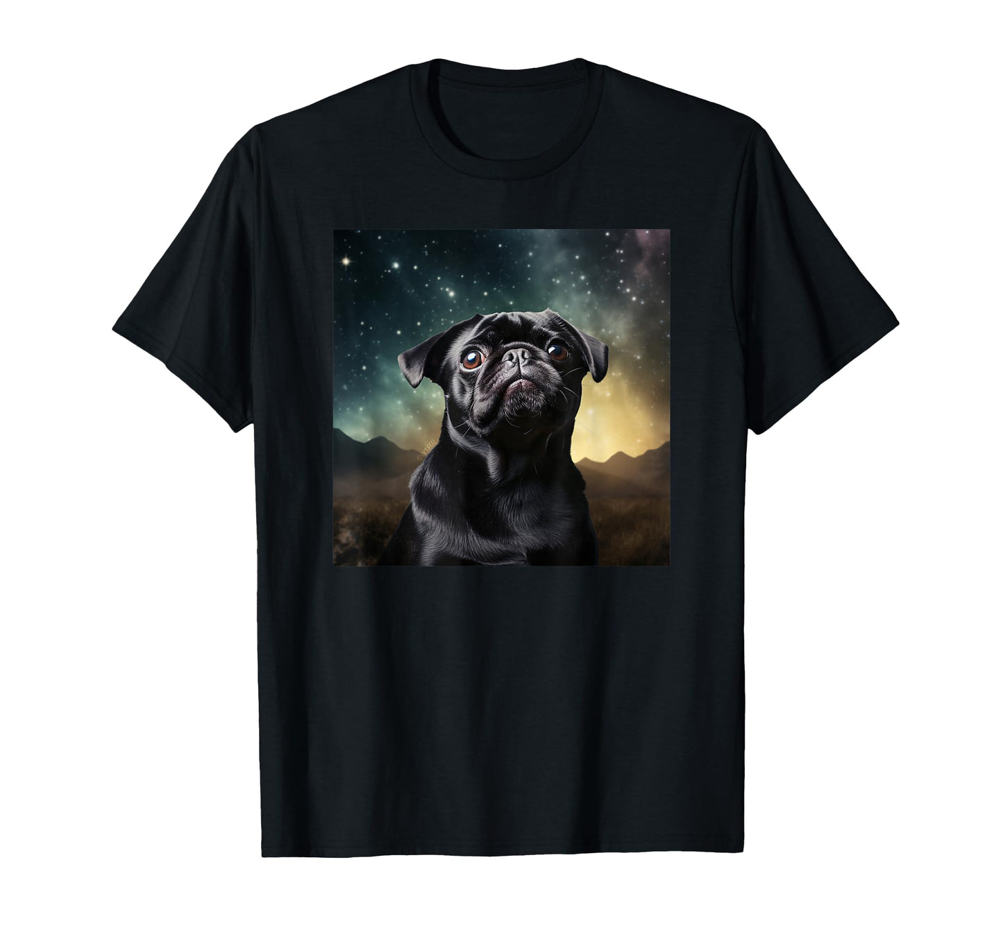 Funny Pug in Space Cute Pug Face T-Shirt