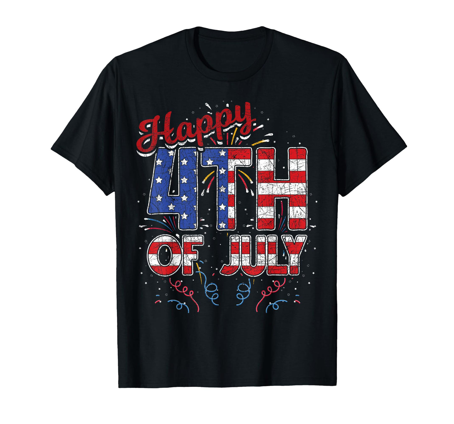 Fireworks Happy 4th of July US Flag American 4th of July T-Shirt