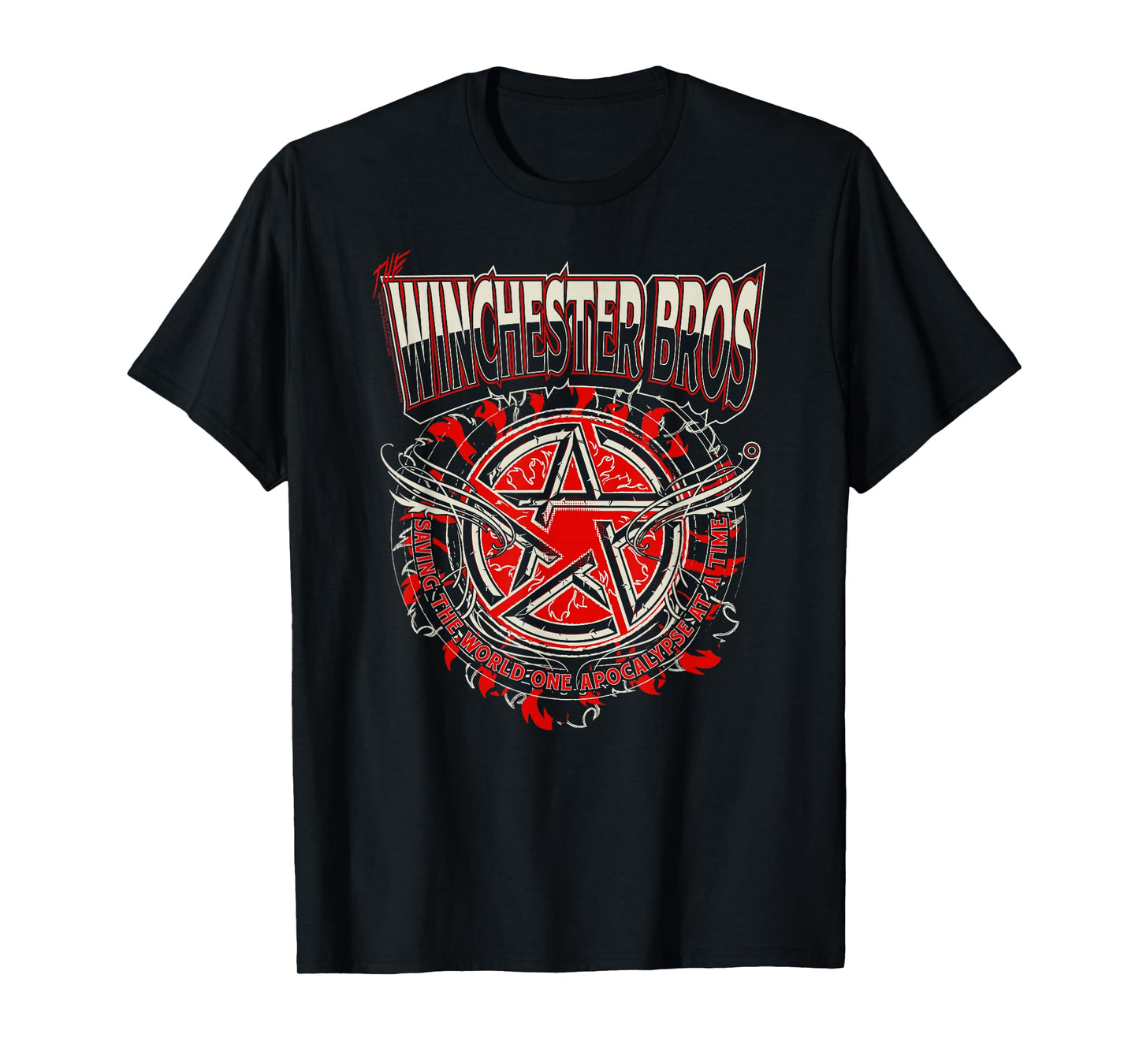 Supernatural Winchester Bros Red Pentagram TV Show T-Shirt