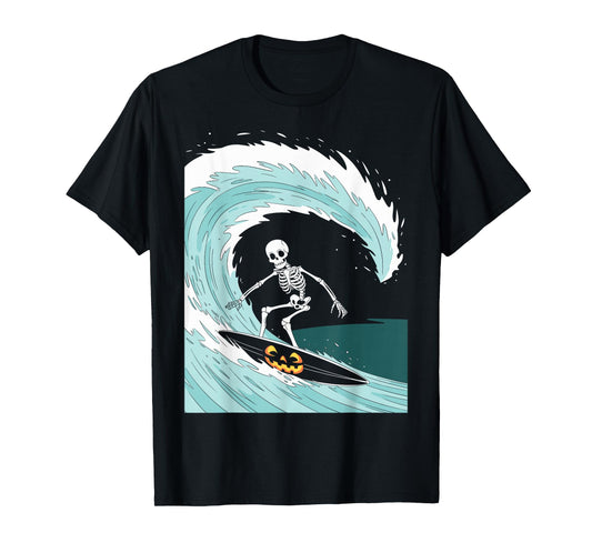 Funny Skeleton Surfing Lovers Spooky Halloween Surfer Ghosts T-Shirt