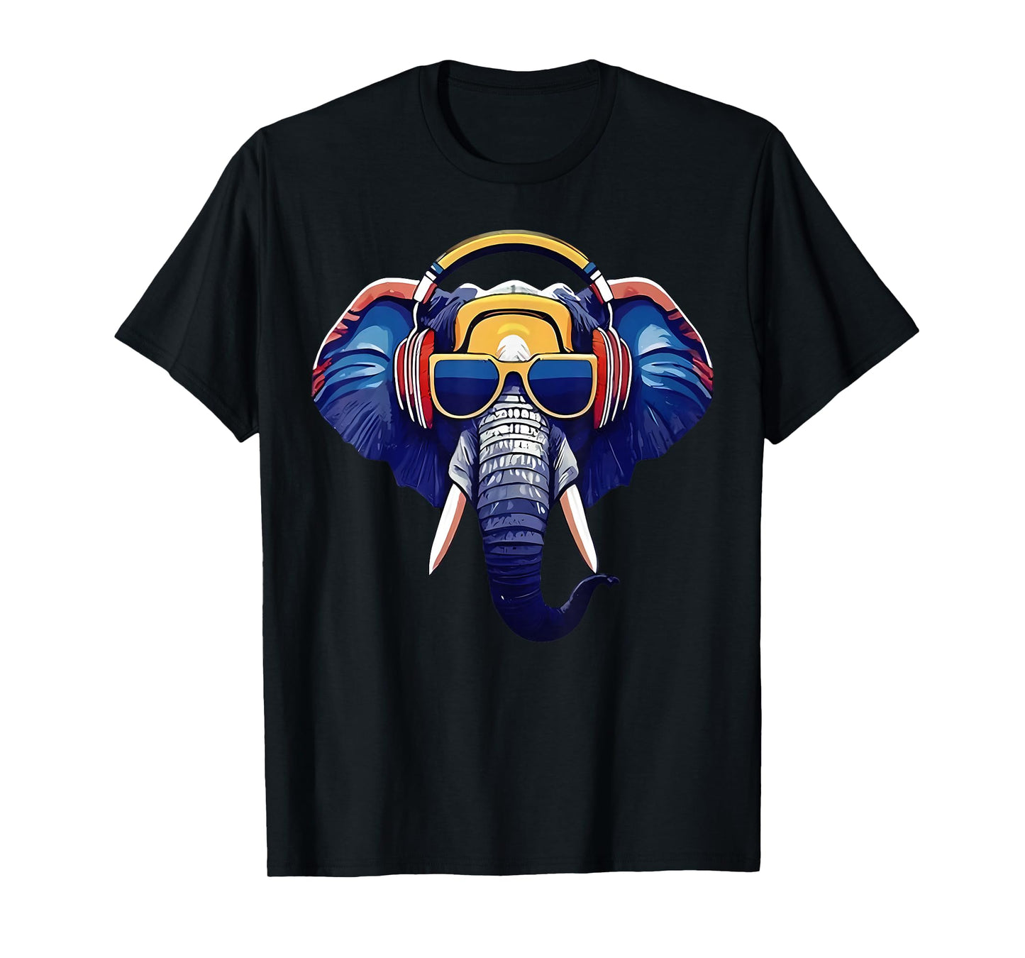 Cool Elephant Wearing Headphones And Sunglass Animal Lover T-Shirt