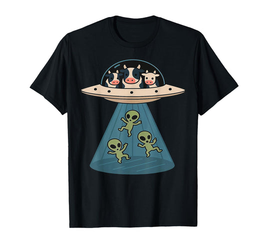 Cow Abducting Alien UFOs Farm Animals Funny Hilarious Humor T-Shirt