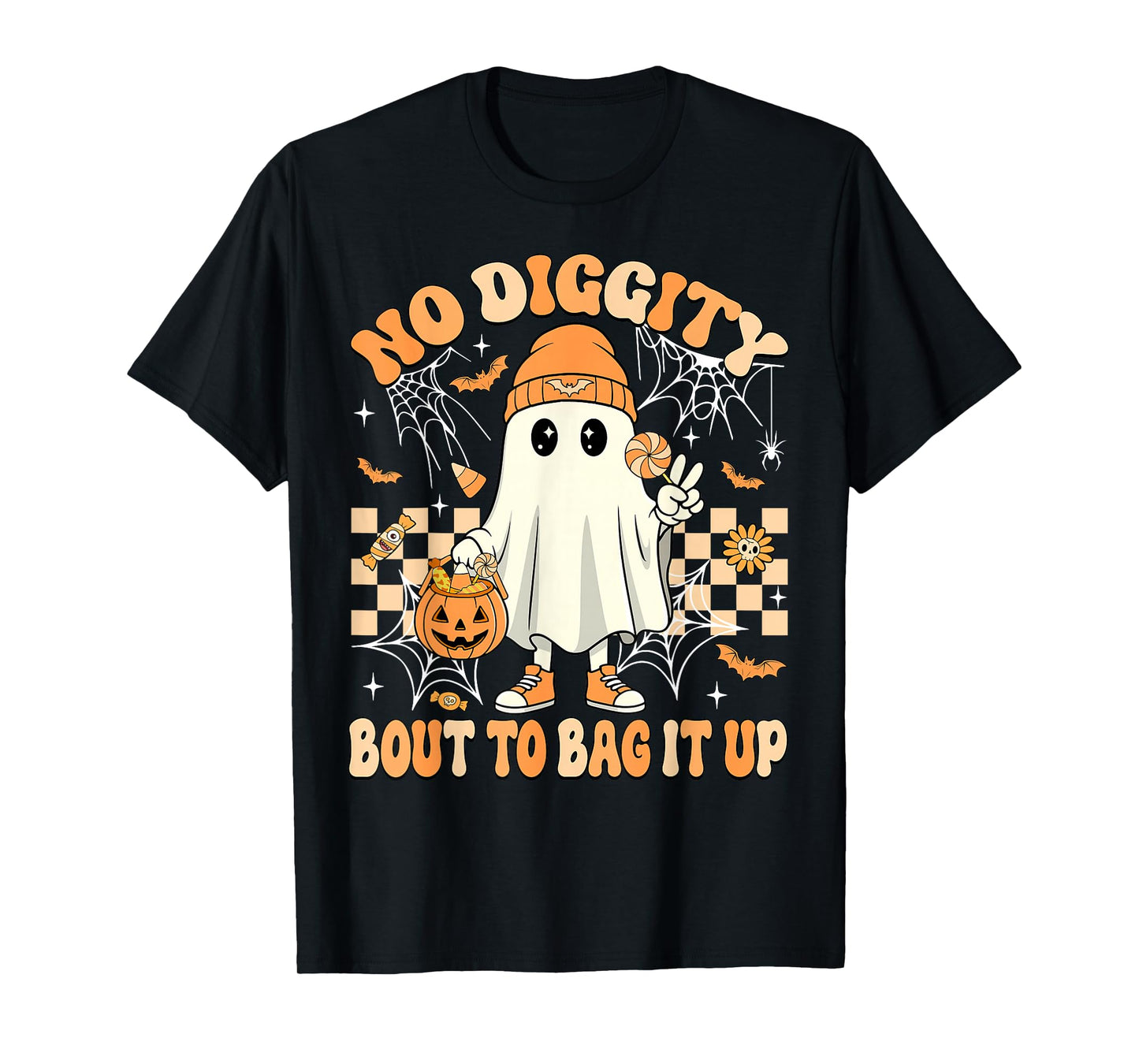 Halloween Ghost No Diggity Bout to Bag It Up Toddler Kids T-Shirt