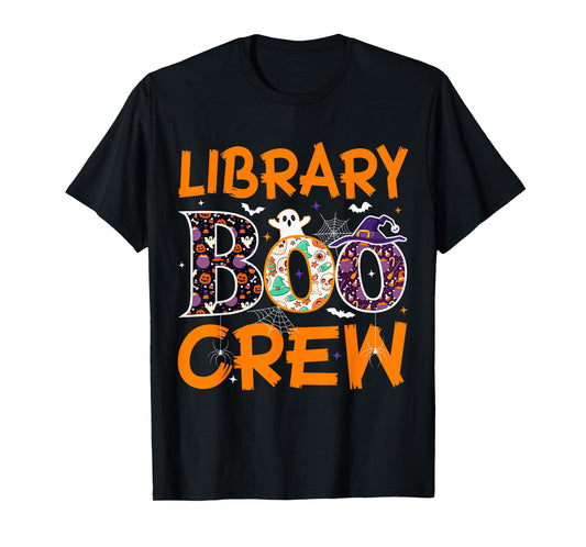 Library Boo Crew Book Lovers Funny Halloween Library Ghost T-Shirt