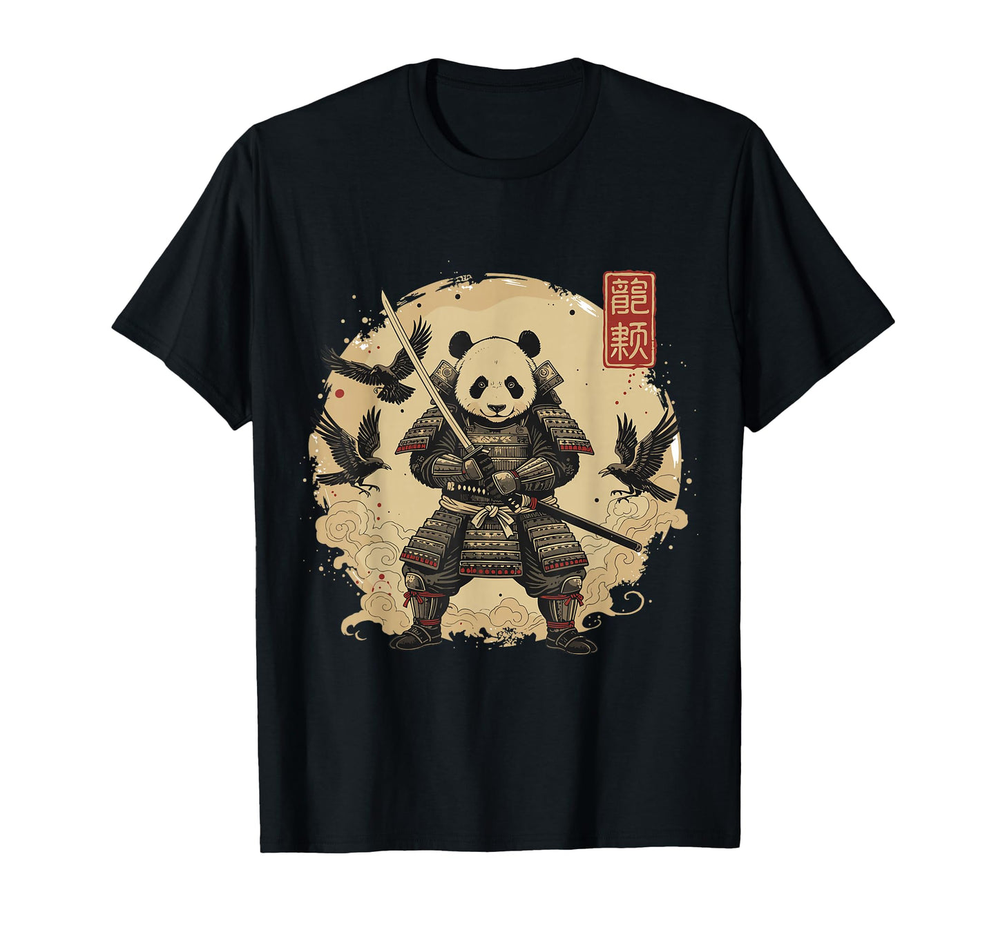Samurai Panda Shirt Warrior Vintage Graphic Japanese Men T-Shirt