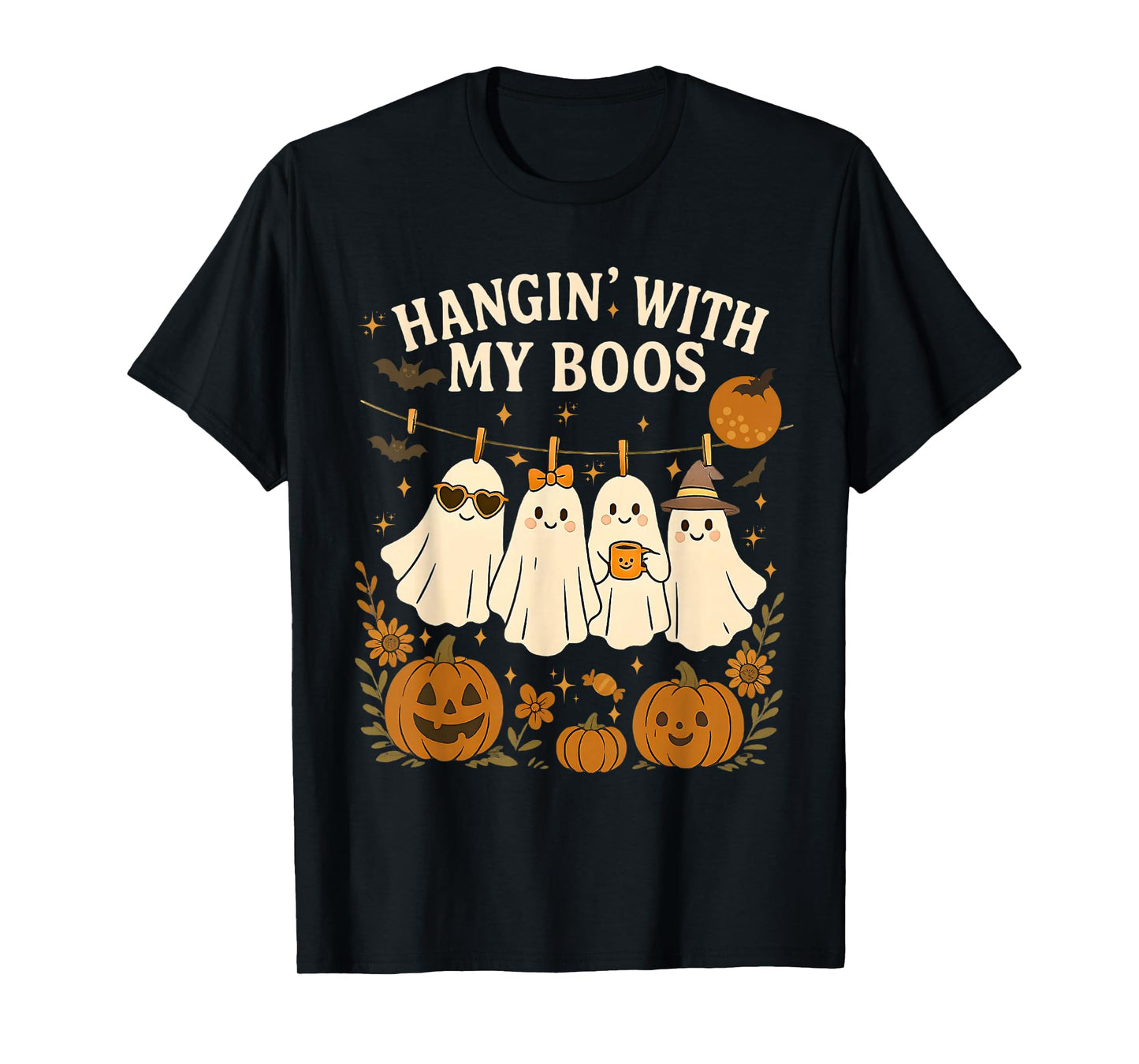 Hanging With My Boos Funny Cute Ghost Halloween T-Shirt
