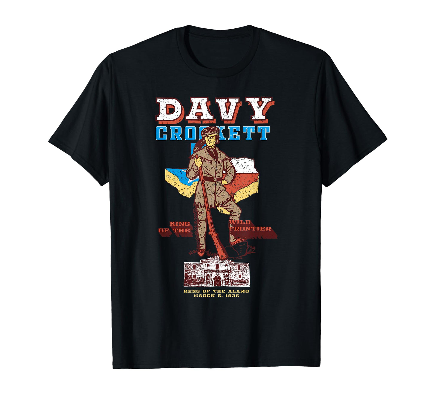 Davy Crockett Texas Alamo Cowboy Vintage Souvenir T-Shirt