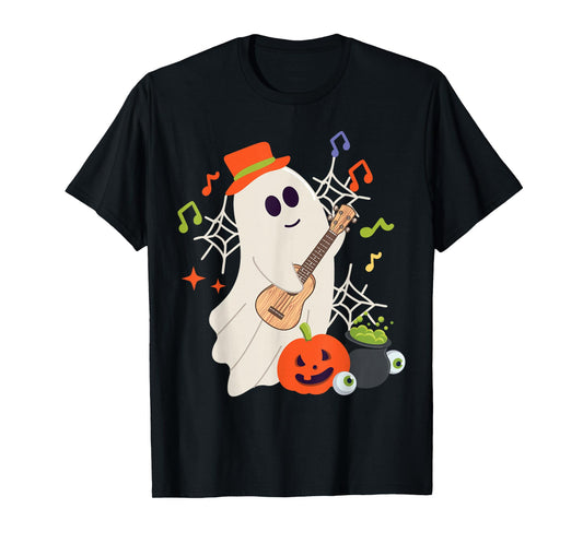 Hawaiian Ukulele Uke Halloween Ghost T-Shirt