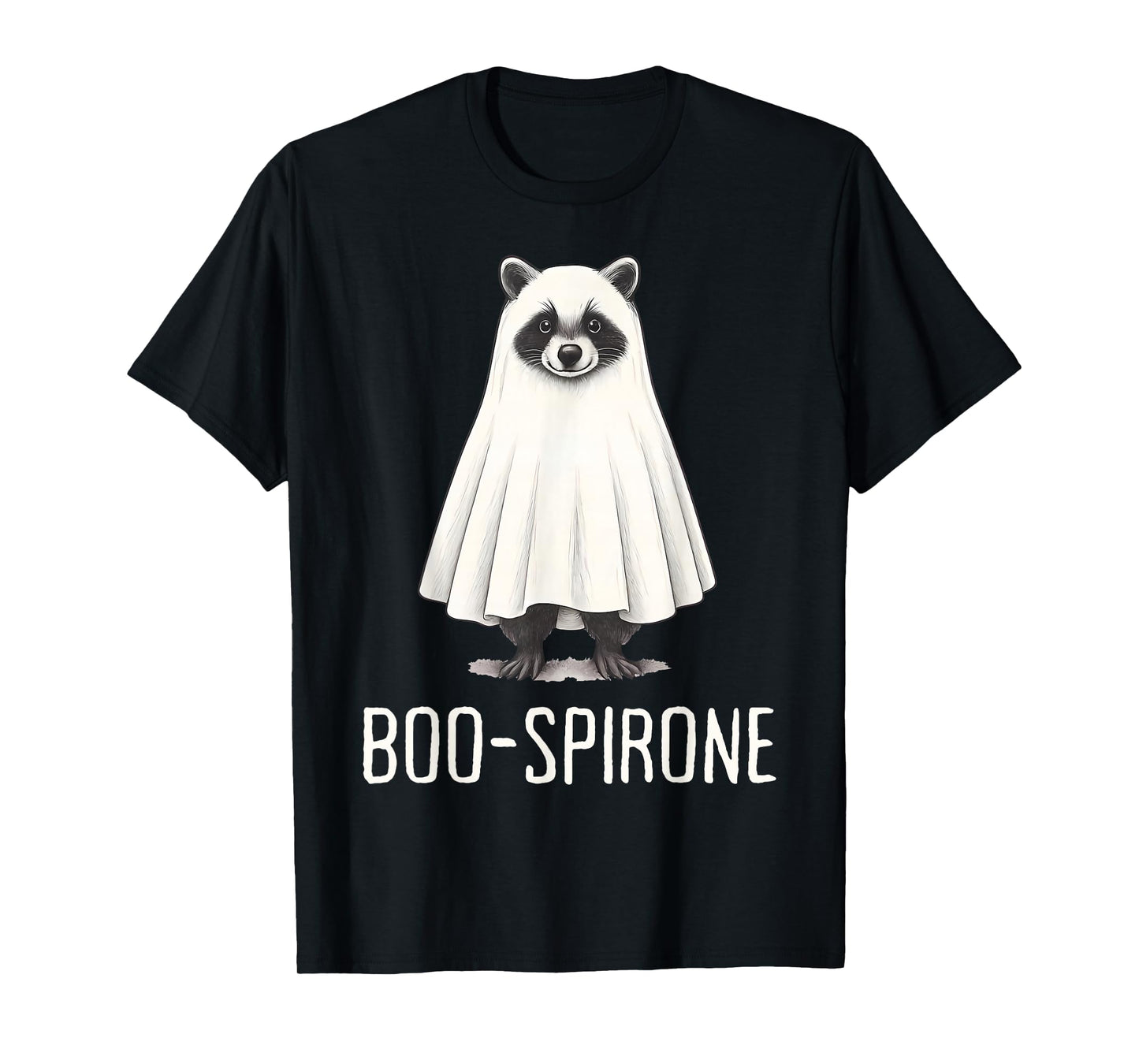 Boo Spirone Spooky Pharmacy Tech Raccoon Ghost Halloween T-Shirt