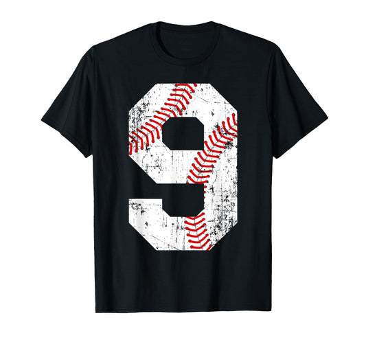 Vintage Baseball 9 Jersey Number T-Shirt