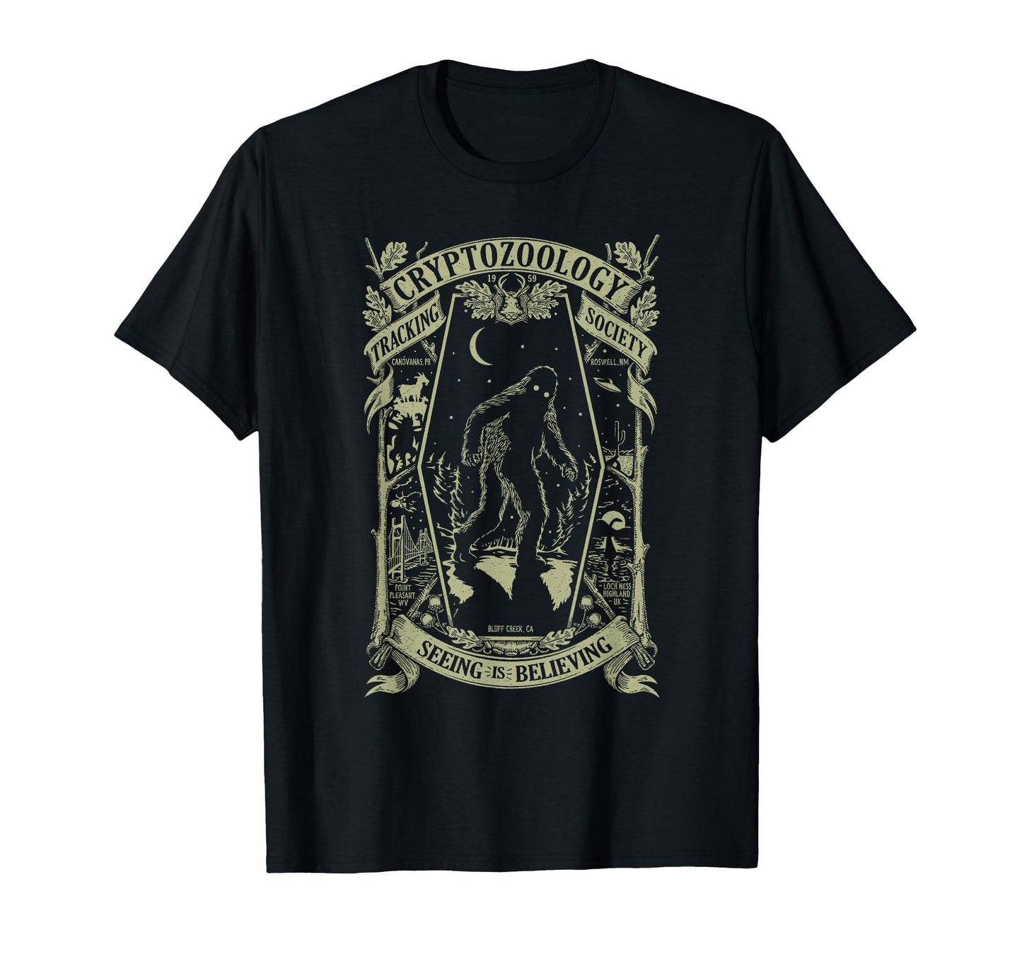 Cryptozoology Tracking Society Cryptid Bigfoot Jackalope T-Shirt