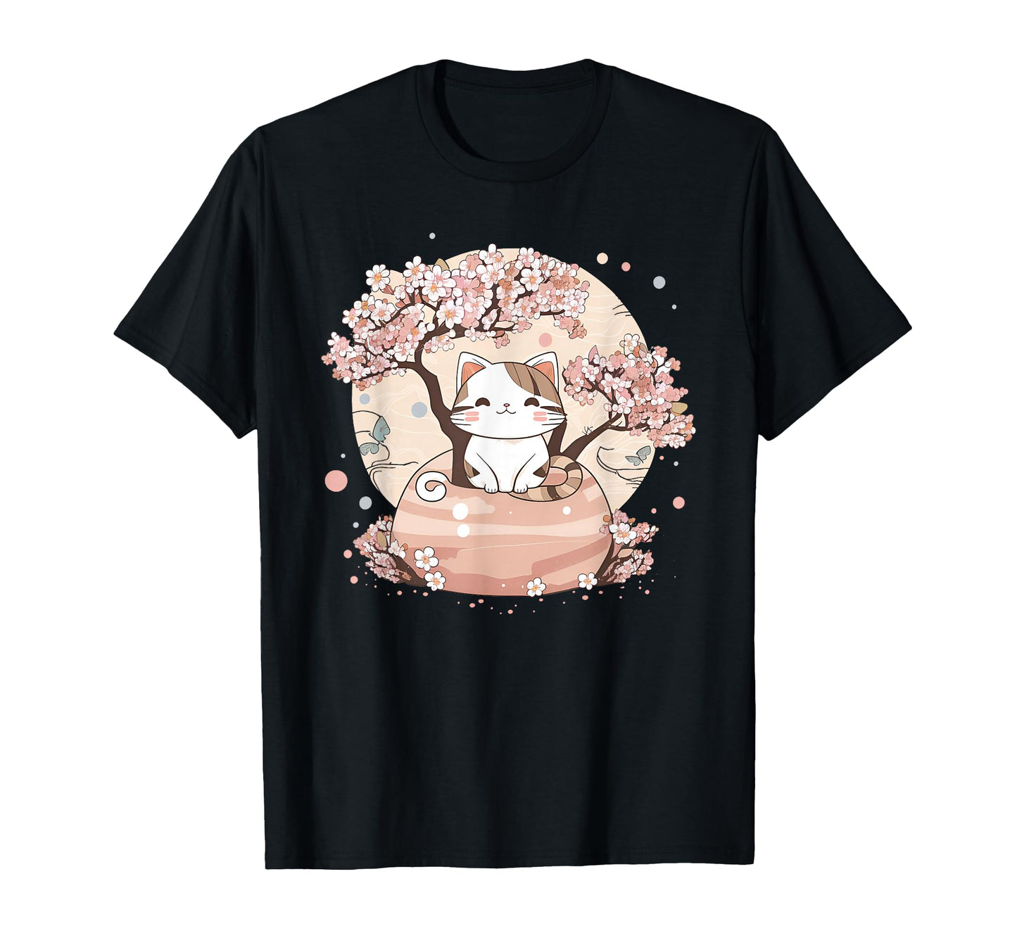 Cherry Blossom Tree Cat Japanese Aesthetic Vaporwave Anime T-Shirt