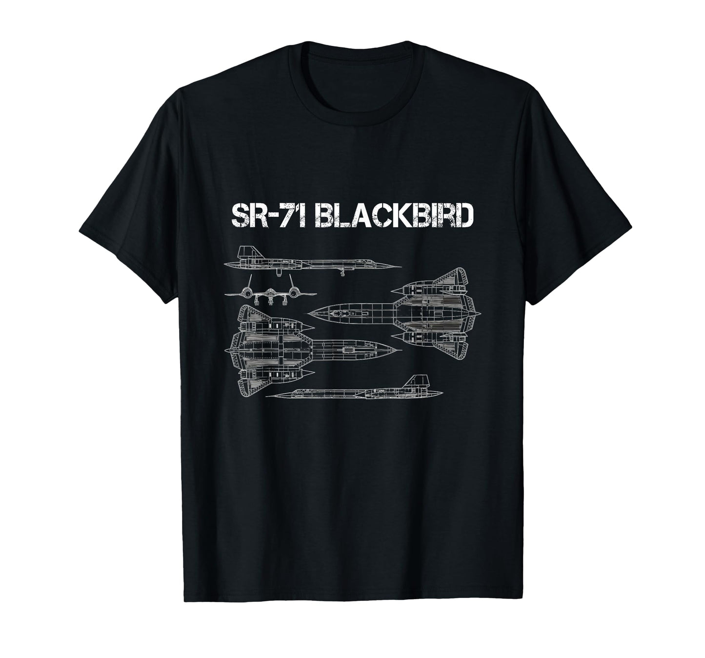 SR-71 Blackbird Blueprint Air Force Military Jet T-Shirt