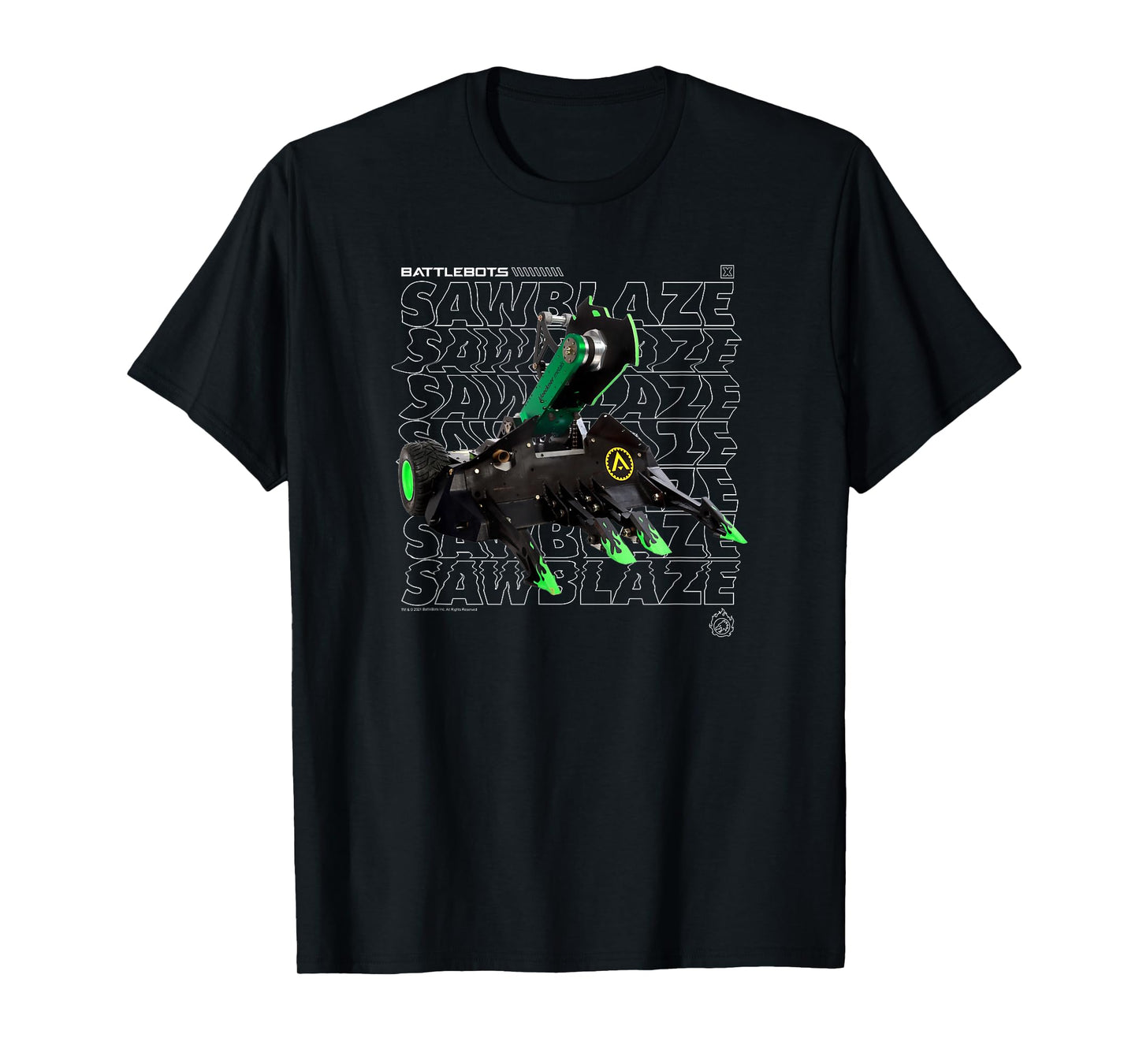 BattleBots SawBlaze Robot Logo Stack T-Shirt