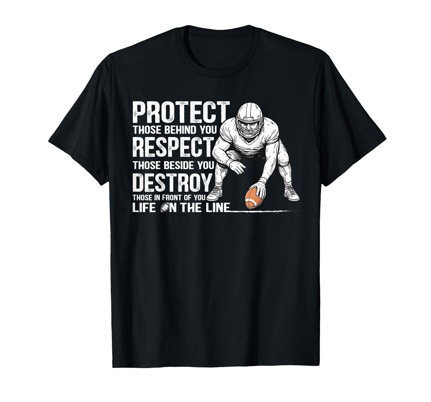 Vintage Protect Respect Destroy Offensive Lineman Football T-Shirt