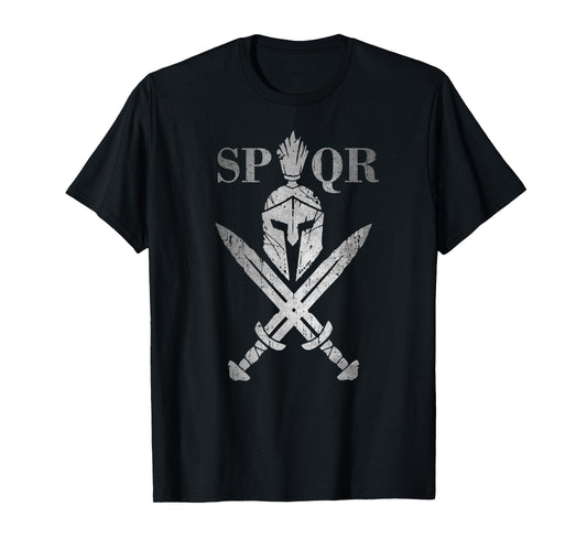 SPQR Roman Legion Soldier Gladiator Warrior Swords Helmet T-Shirt