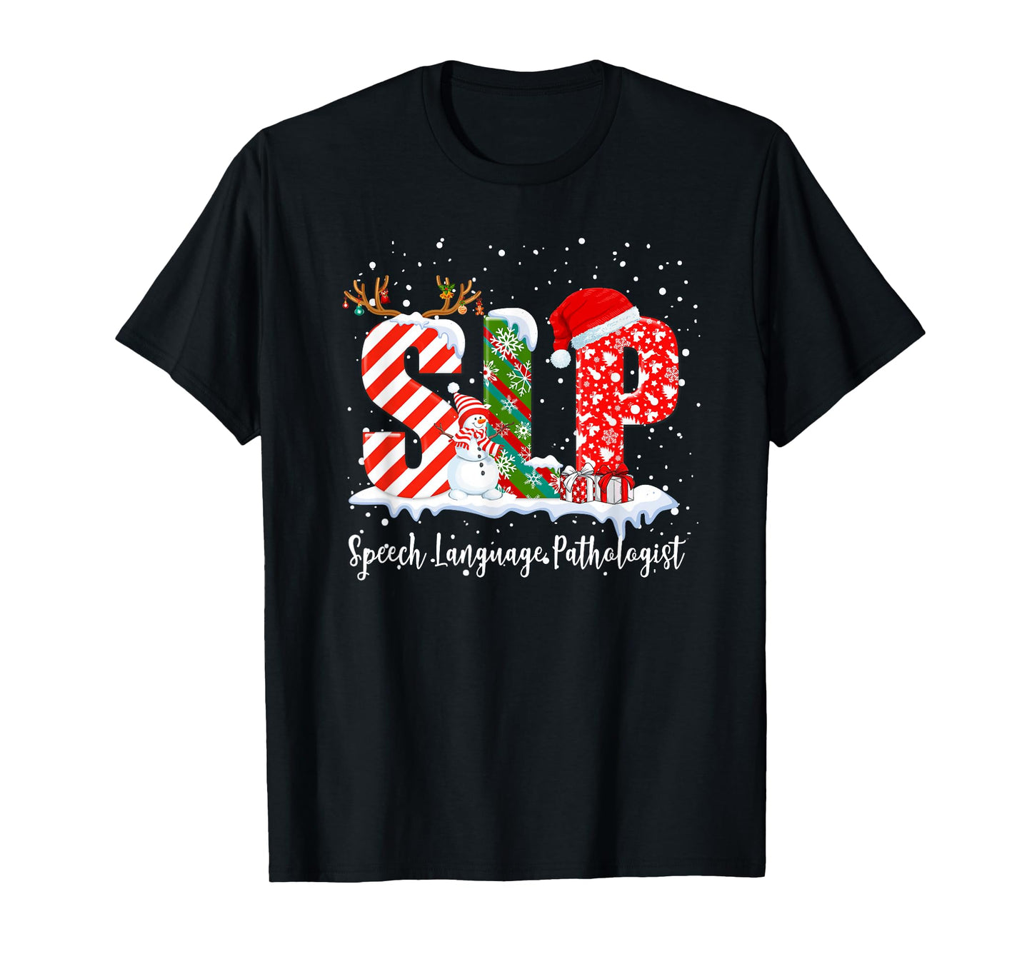 Funny SLP Speech Language Pathologist Santa Christmas Pajama T-Shirt