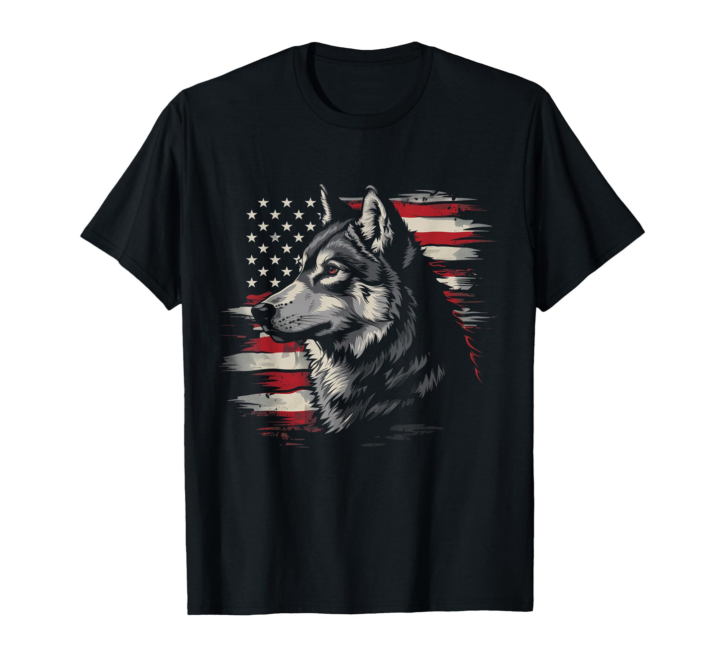 Wolf American Flag USA Patriotic Wolf Lover T-Shirt