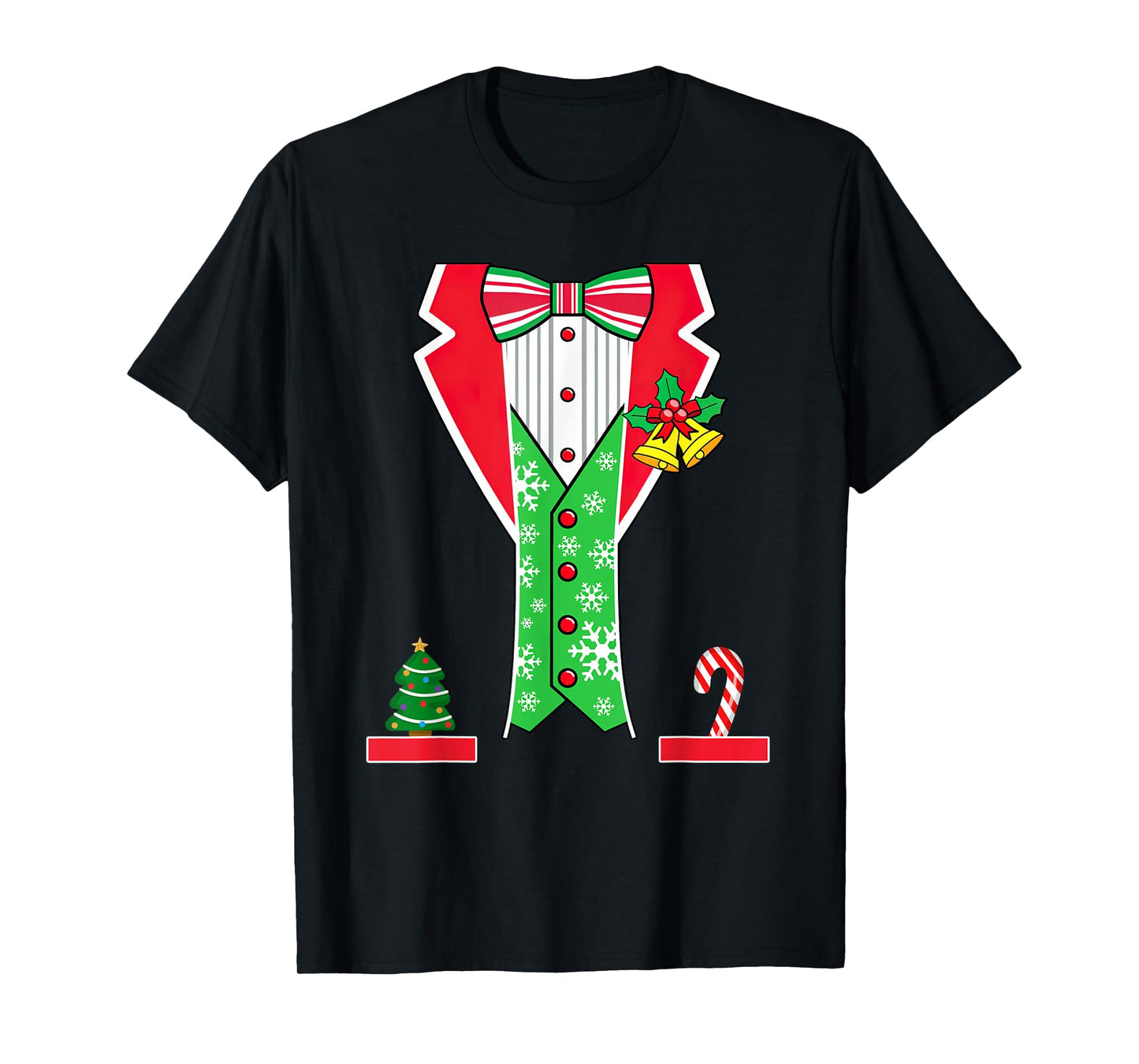 Christmas Tuxedo Costume Funny Xmas Tux Bowtie Men Boys Kids T-Shirt