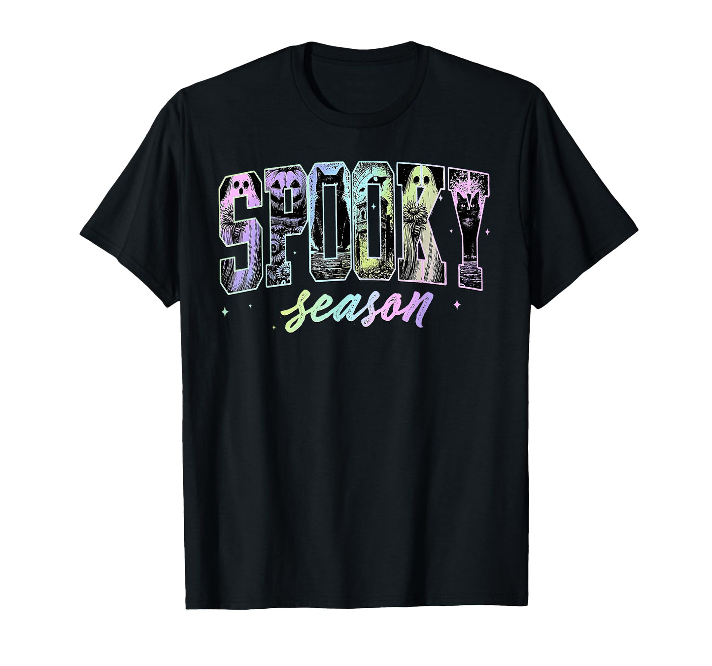 Spooky Season Halloween Ghost Pumpkin Cat Grave Men Women T-Shirt