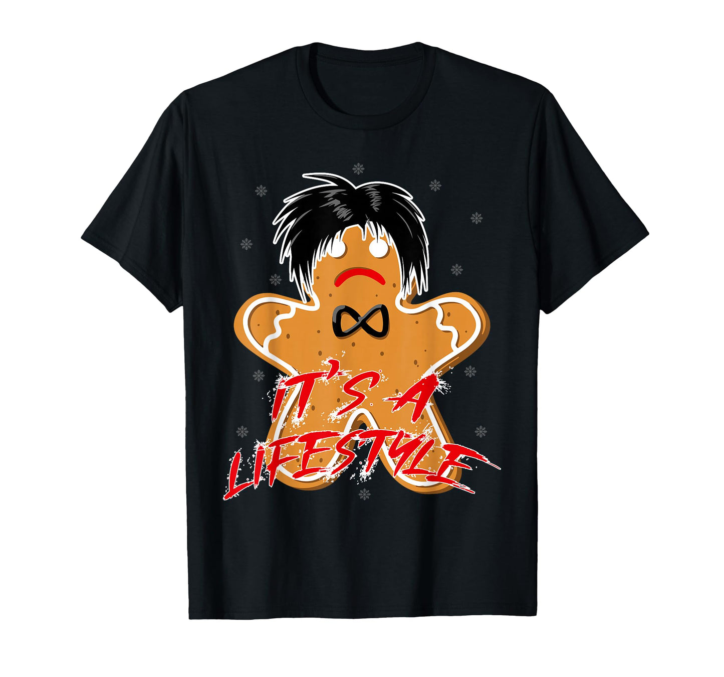 Funny Black Hair Punk Alternative Emo Music Lover Christmas Emo Heritage Dark Lifestyle Funny Gingerbread man T-Shirt