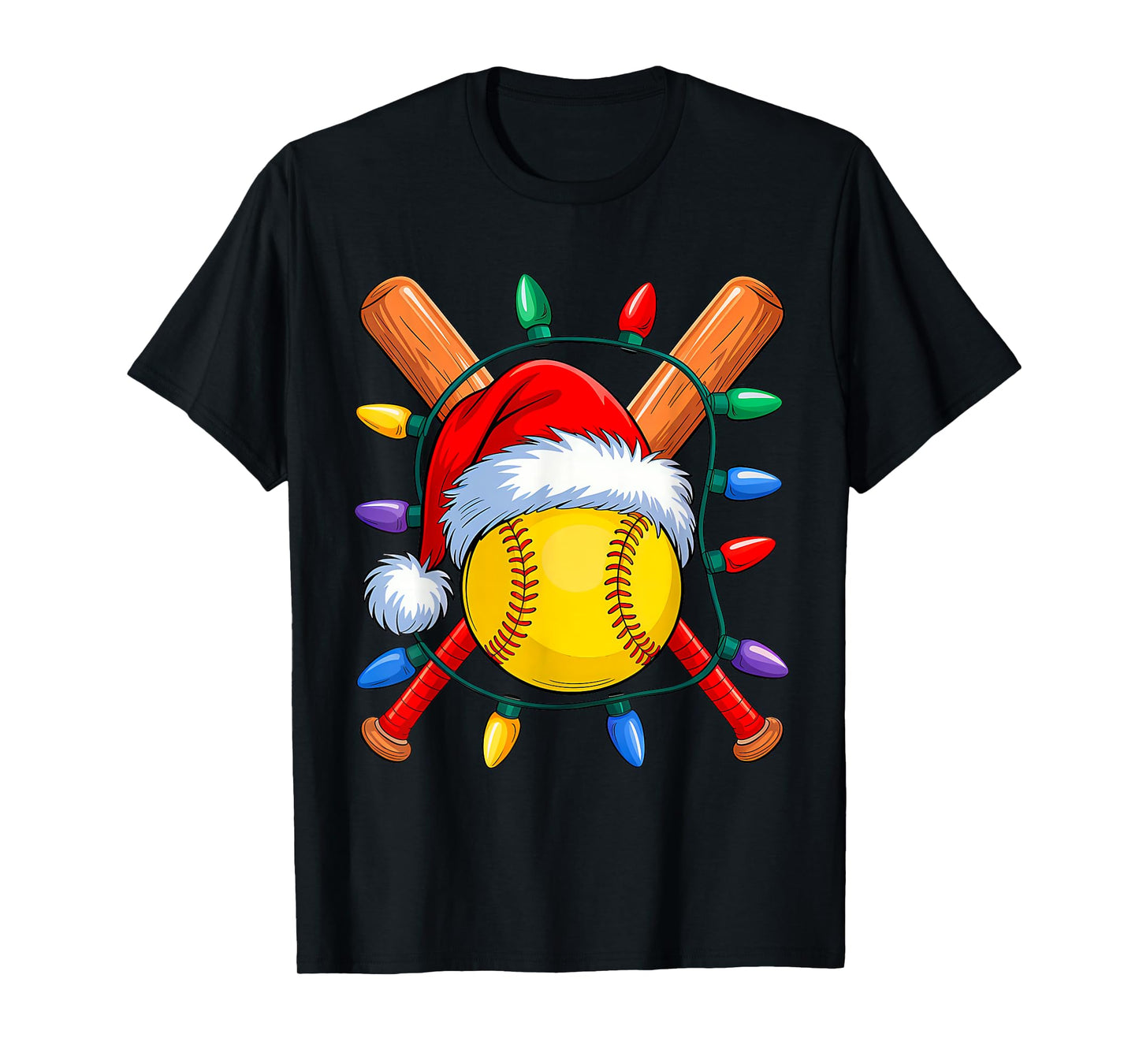 Christmas Softball Xmas Santa Sports Hat Mens Womens Kids T-Shirt