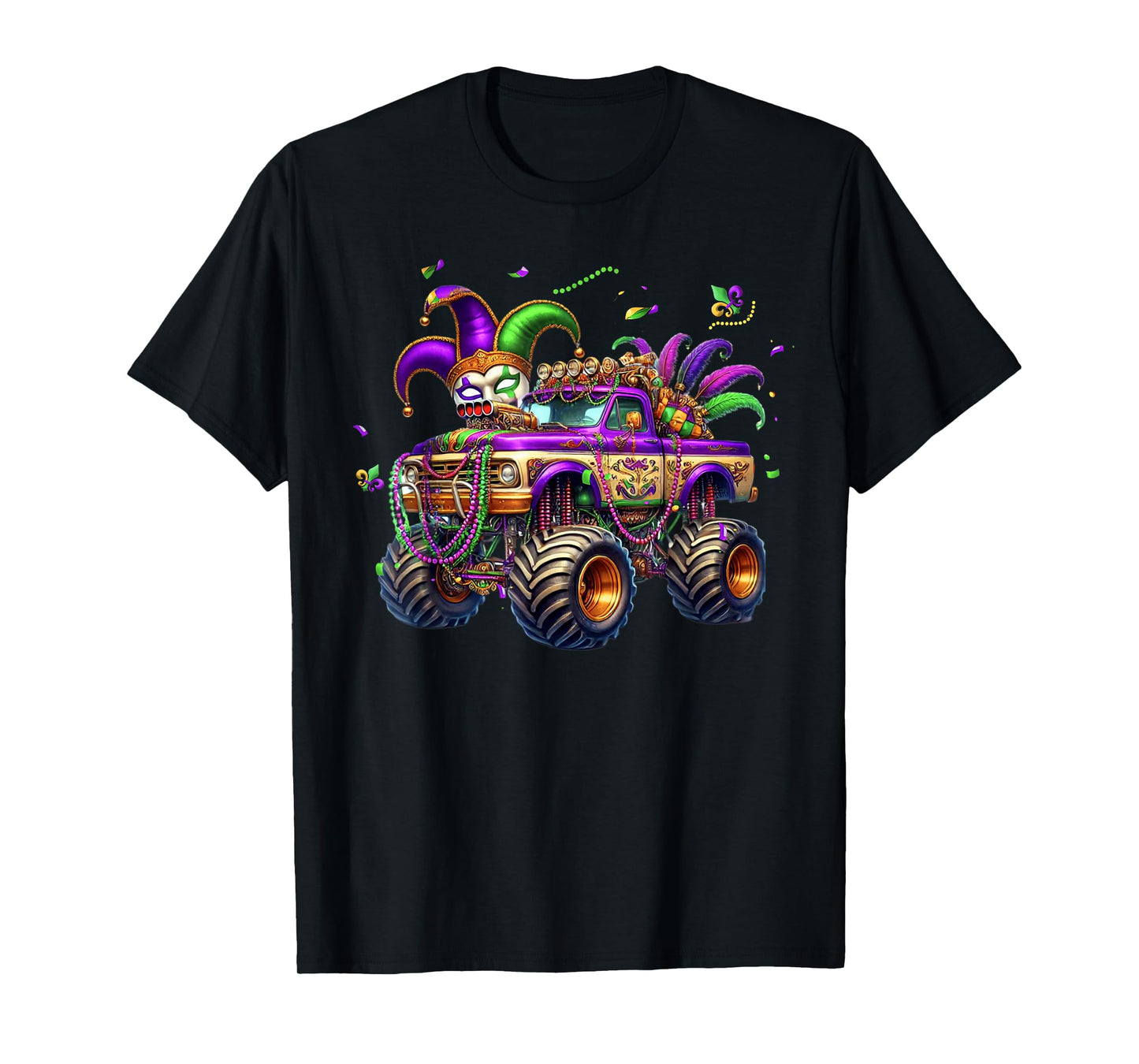 Mardi Gras Monster Truck Kids Toddlers New Orleans Festival T-Shirt