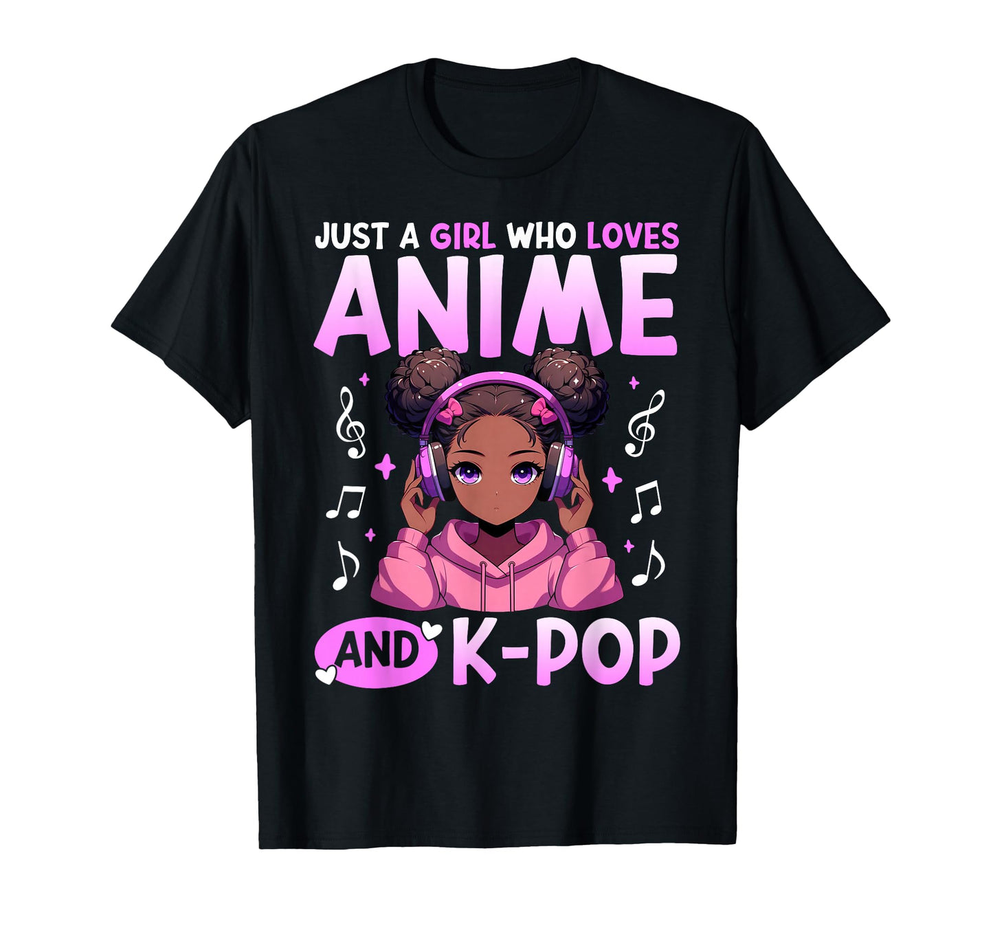 Just A Girl Who Loves Anime and K-Pop African American Afro T-Shirt