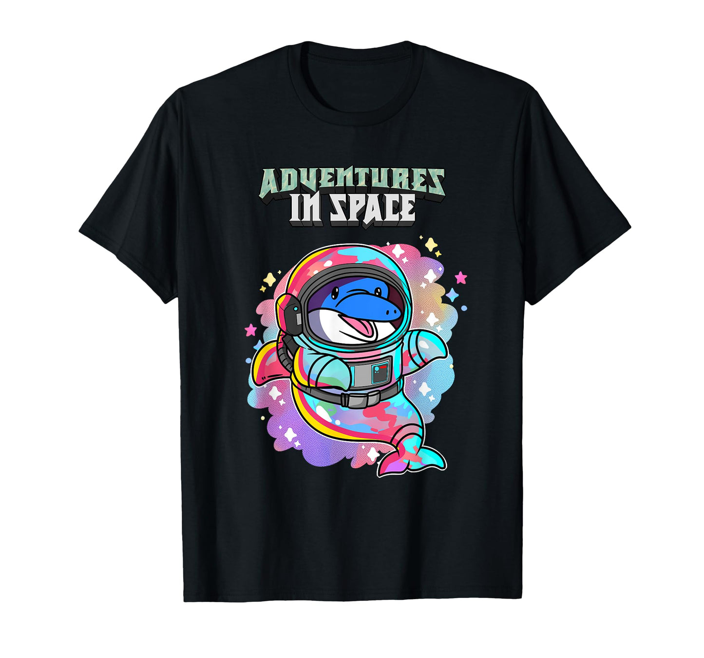 Adventures In Space Astronaut Dolphin Kawaii T-Shirt
