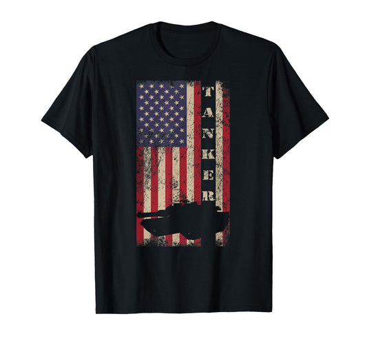 Tanker Abrams Tank Crew Veteran American Flag T-Shirt