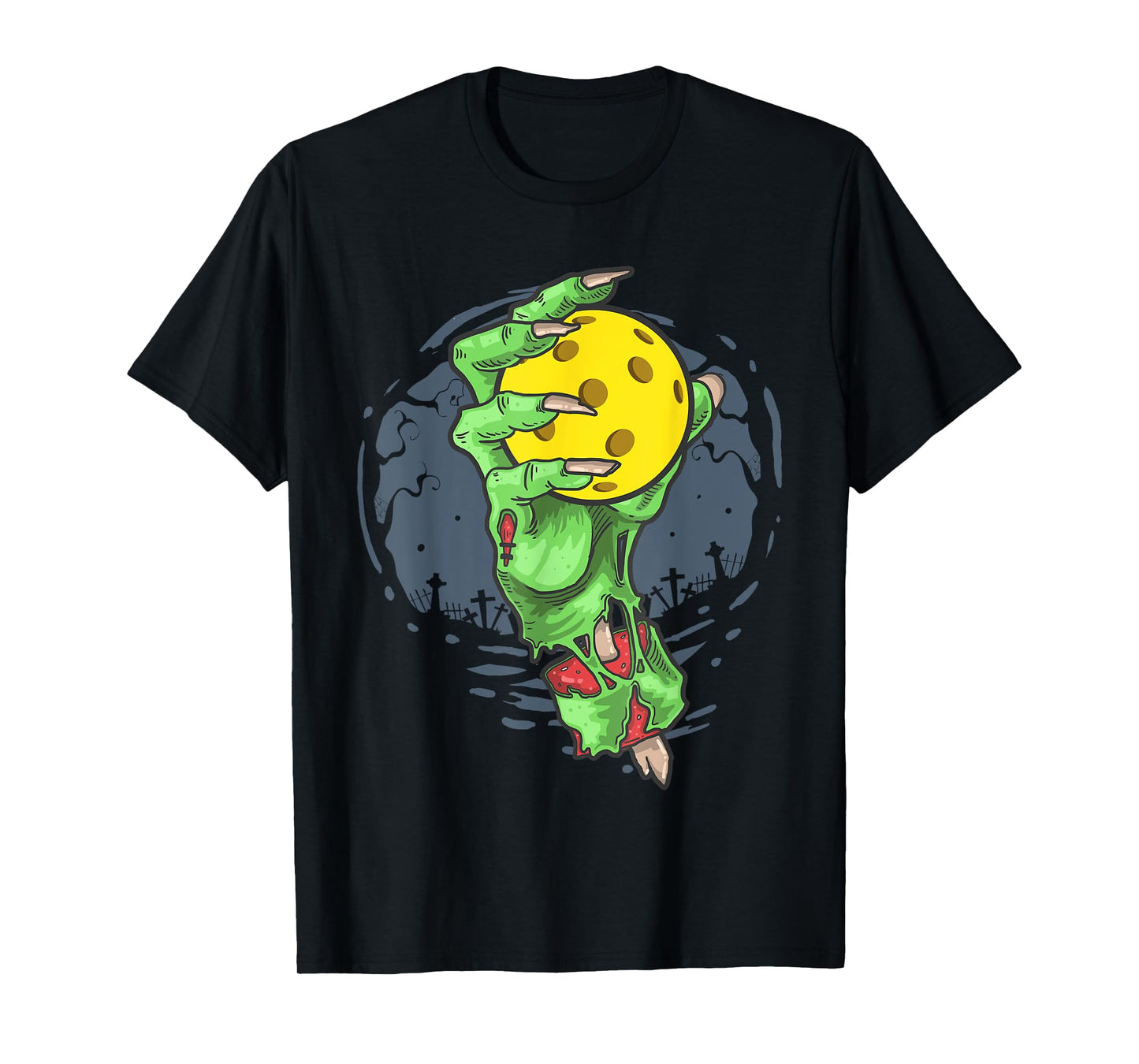 Pickleball Halloween Costume Zombie Hand Pickleball Ball T-Shirt