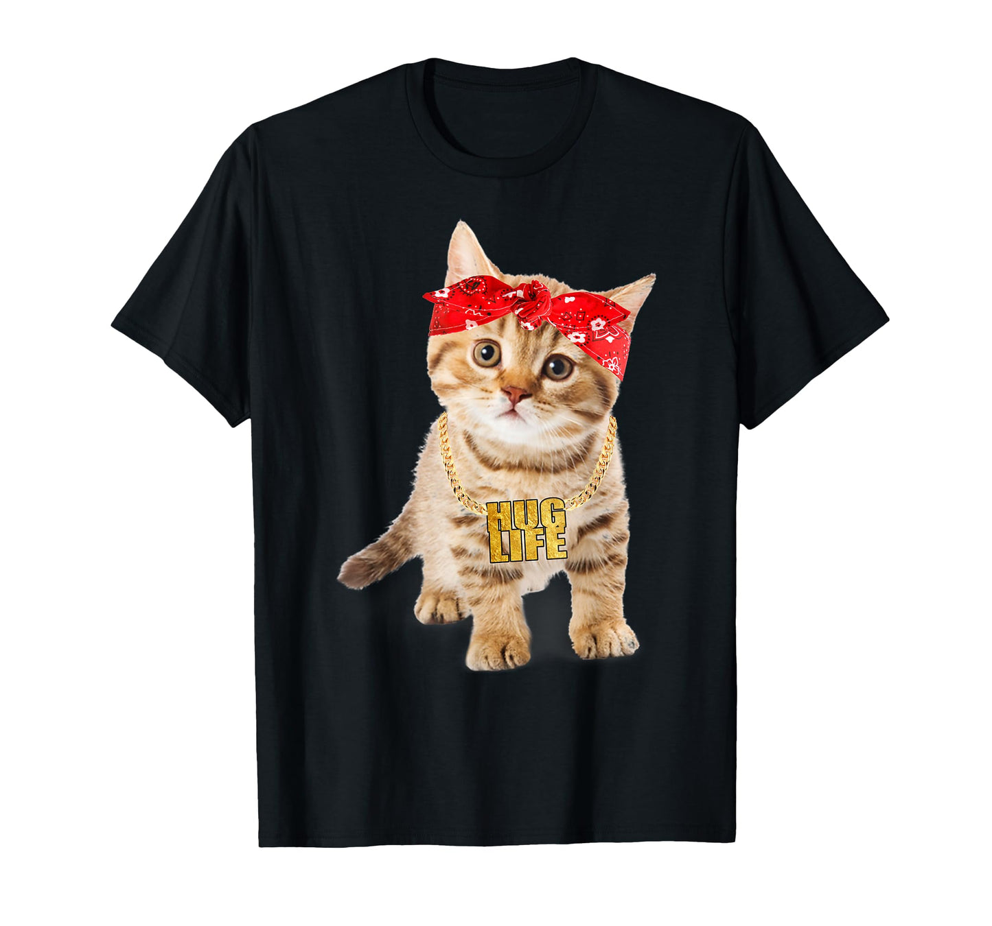 Hug Thug Gangster Life Gold Chain Cat Shirt Gangsta Cat Tee T-Shirt for Men Women