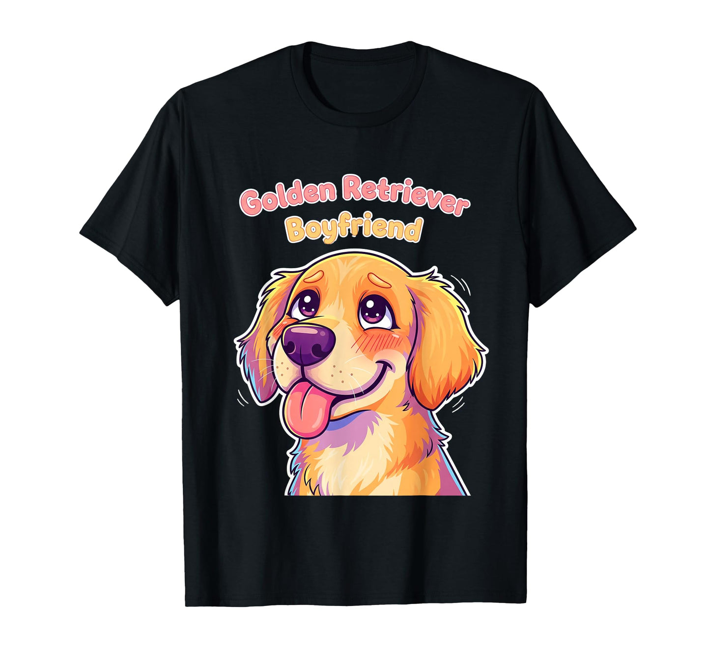 Kawaii Golden Retriever Boyfriend Tee Funny Couple Gifts T-Shirt