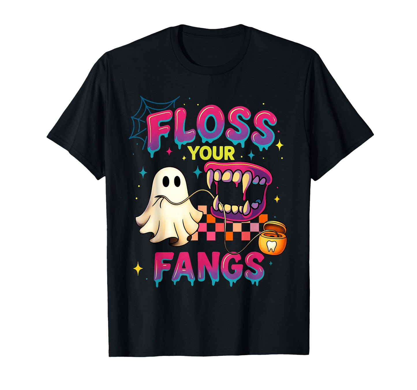 Floss Your Fangs Spooky Dentist Funny Boo Dental Halloween T-Shirt