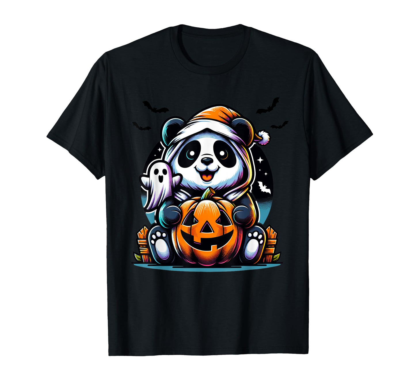 Happy Spooky Panda Ghost Halloween Costume Funny Horror T-Shirt