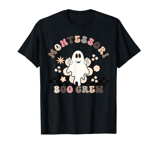 Montessori Boo Crew Halloween Cute Ghost Montessori Teacher T-Shirt