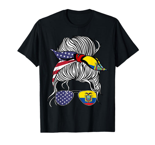 American Ecuadorian Patriot Flag Women Girl Ecuador Grown T-Shirt