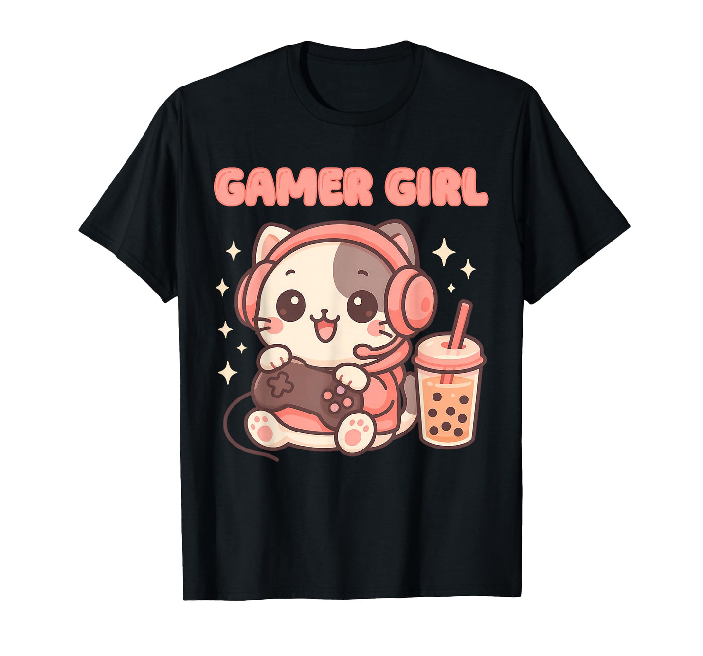 Gamer Girl Cat Gaming Cute Video Game Kawai Women Girls T-Shirt