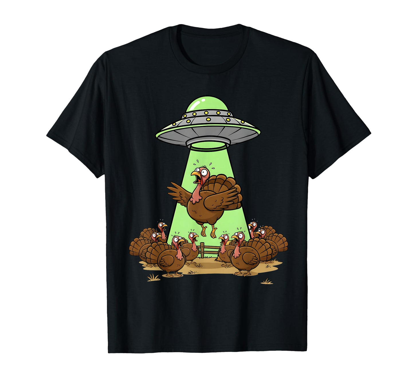 Alien UFO Turkey Abduction Funny Thanksgiving Holiday Humor T-Shirt