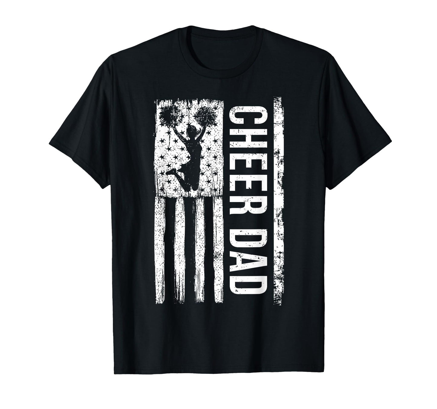 Cheer Dad Cheerleading American Flag Fathers Day Cheerleader T-Shirt